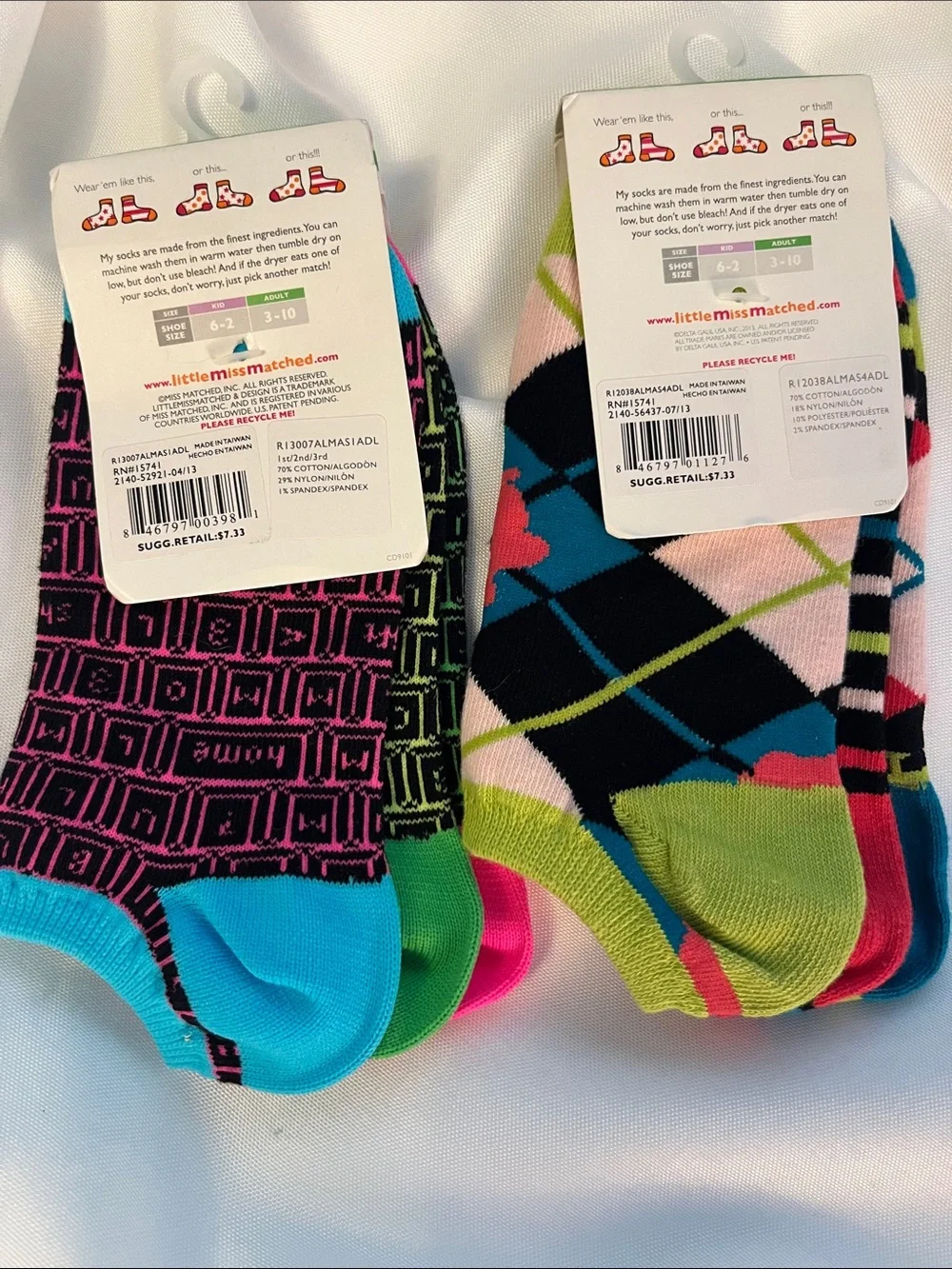 littlemissmatched Kids' Colorful Mixed Ankle Socks - Two Bright Multi Packs